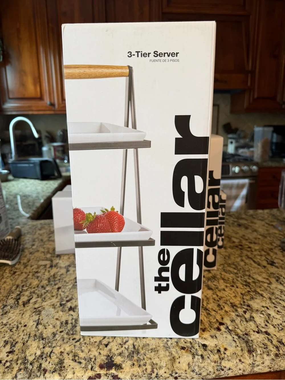 Macy's White 3-Tier Server with Wood Handle